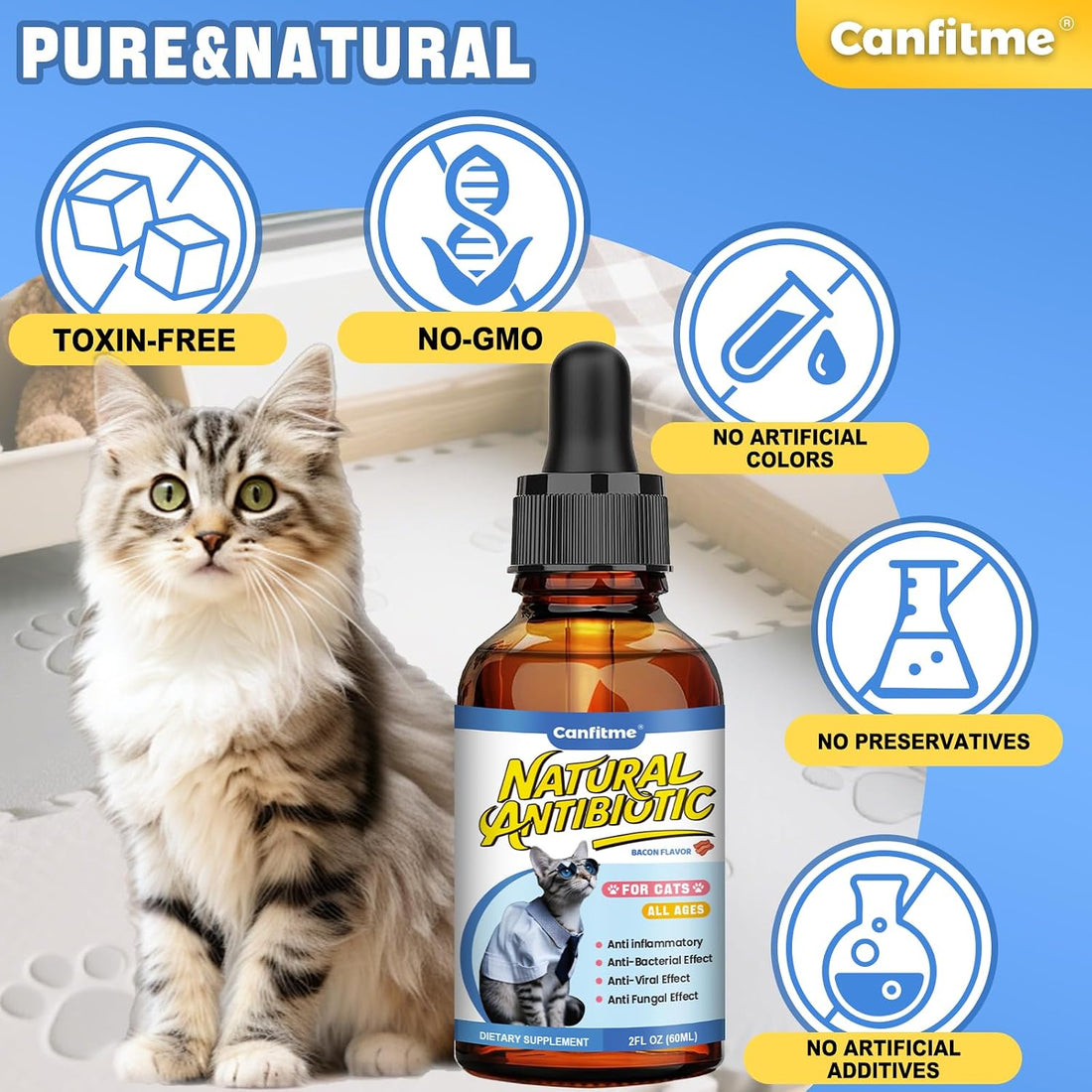 Cat Antibiotic for Infections, UTIs, Respiratory Moments, Cold