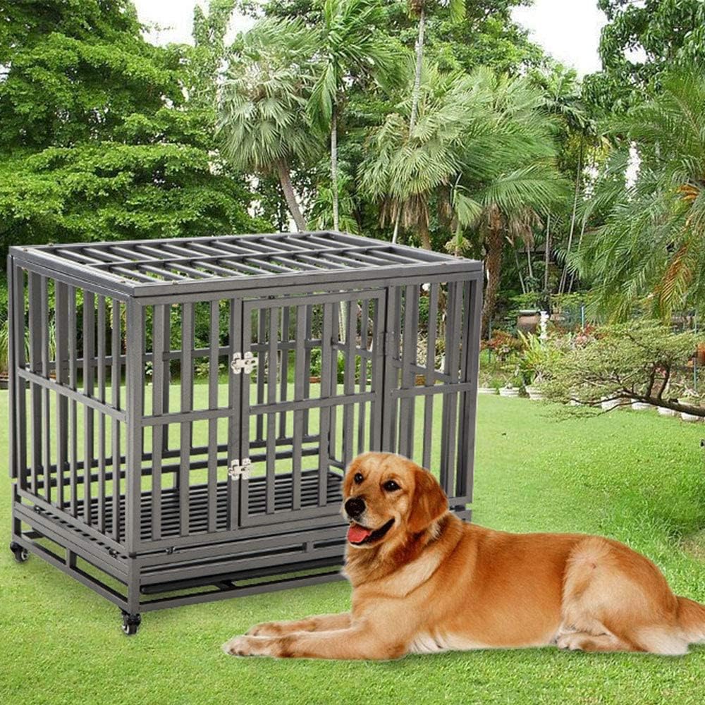 LUCKUP 38 Inch Heavy Duty Dog Cage Metal Kennel and Crate for Large