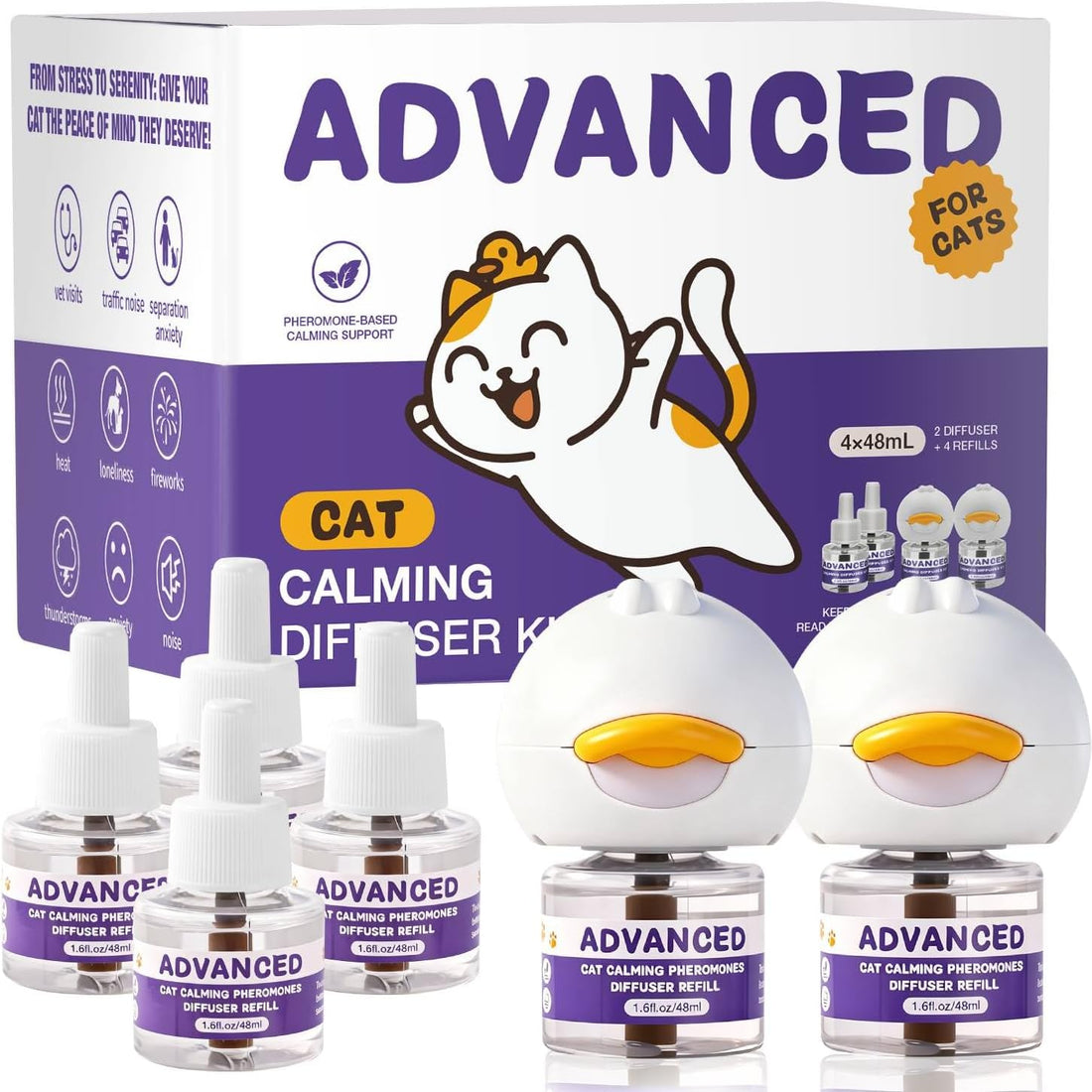 Cat Calming Diffuser Kit with 2 Diffusers & 4 Refills