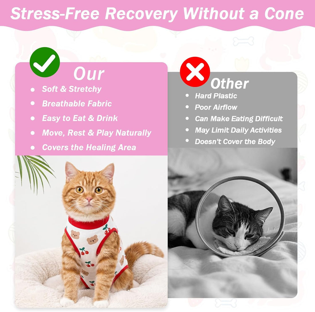 Coppthinktu Cat Recovery Suit Female Cat Onesie for Spay Abdominal