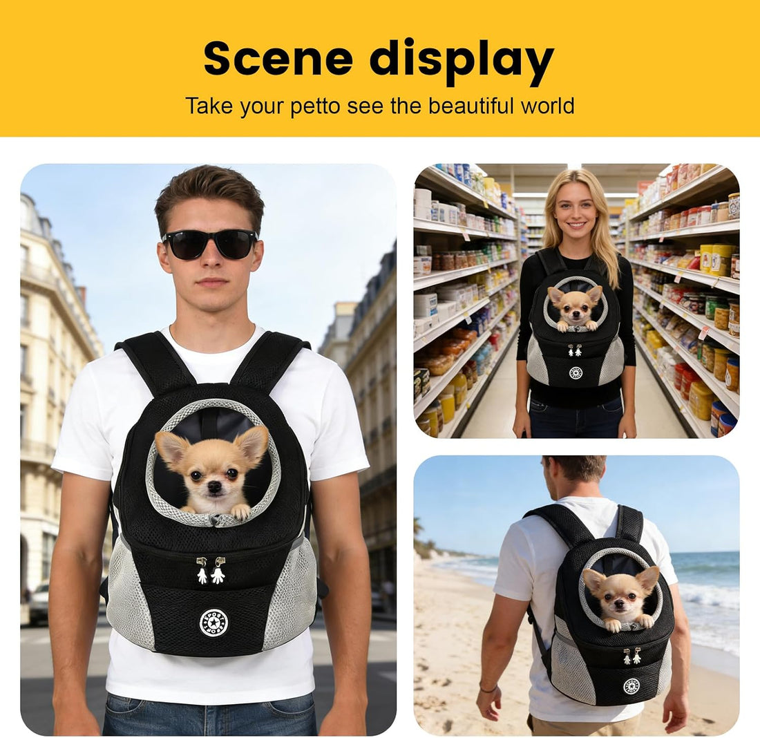 Teacup Dog Carrier Mesh Front Backpack with Side Storage Pockets