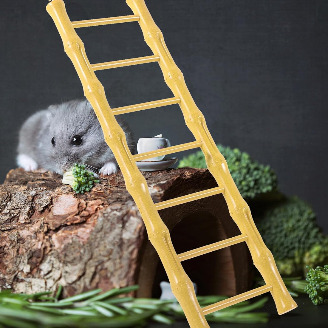 Yardwe Hamster Ladder Bird Ladder for Bird Cage Plastic Yellow
