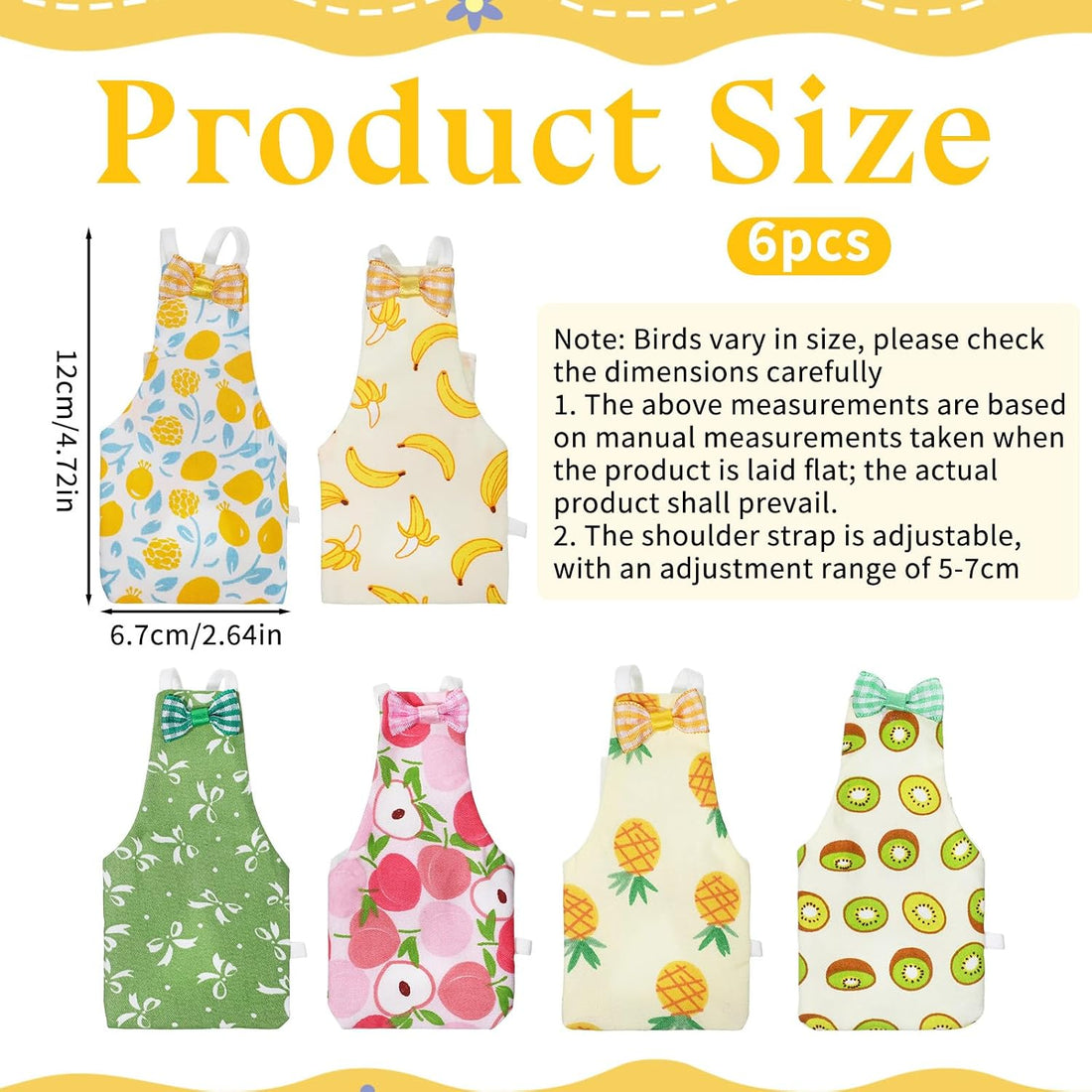 6 Pcs Bird Diapers, Parrot Diaper Reusable with Waterproof Lining