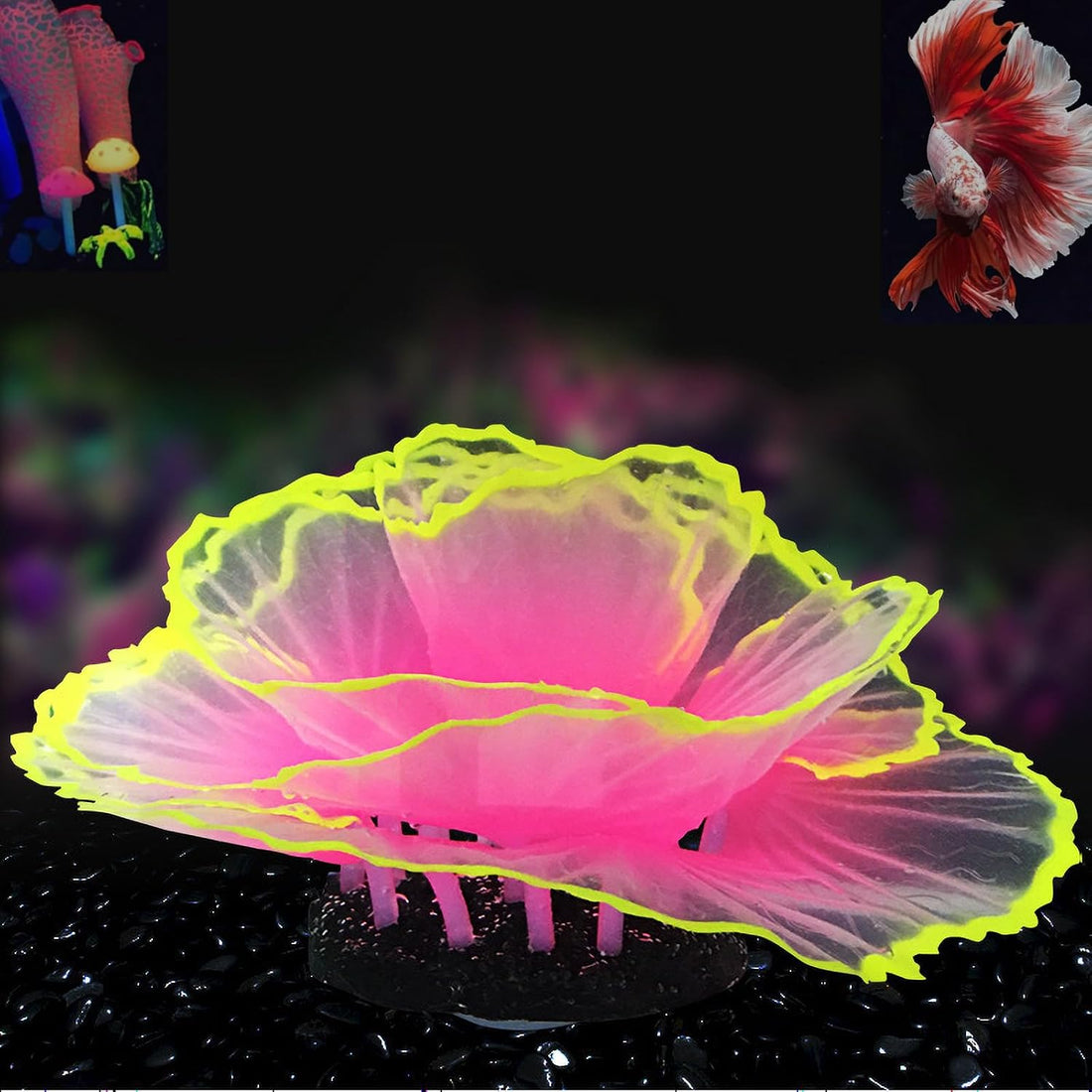 Besimple Aquarium Coral Ornament Glowing Effect Coral Decor Resin