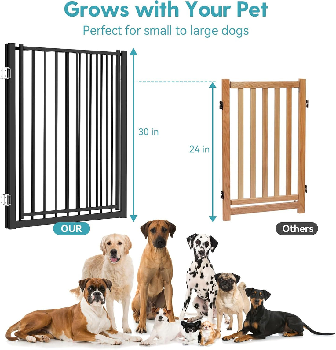No Pawblems Freestanding Dog Gate with Door for Indoor & Outdoor