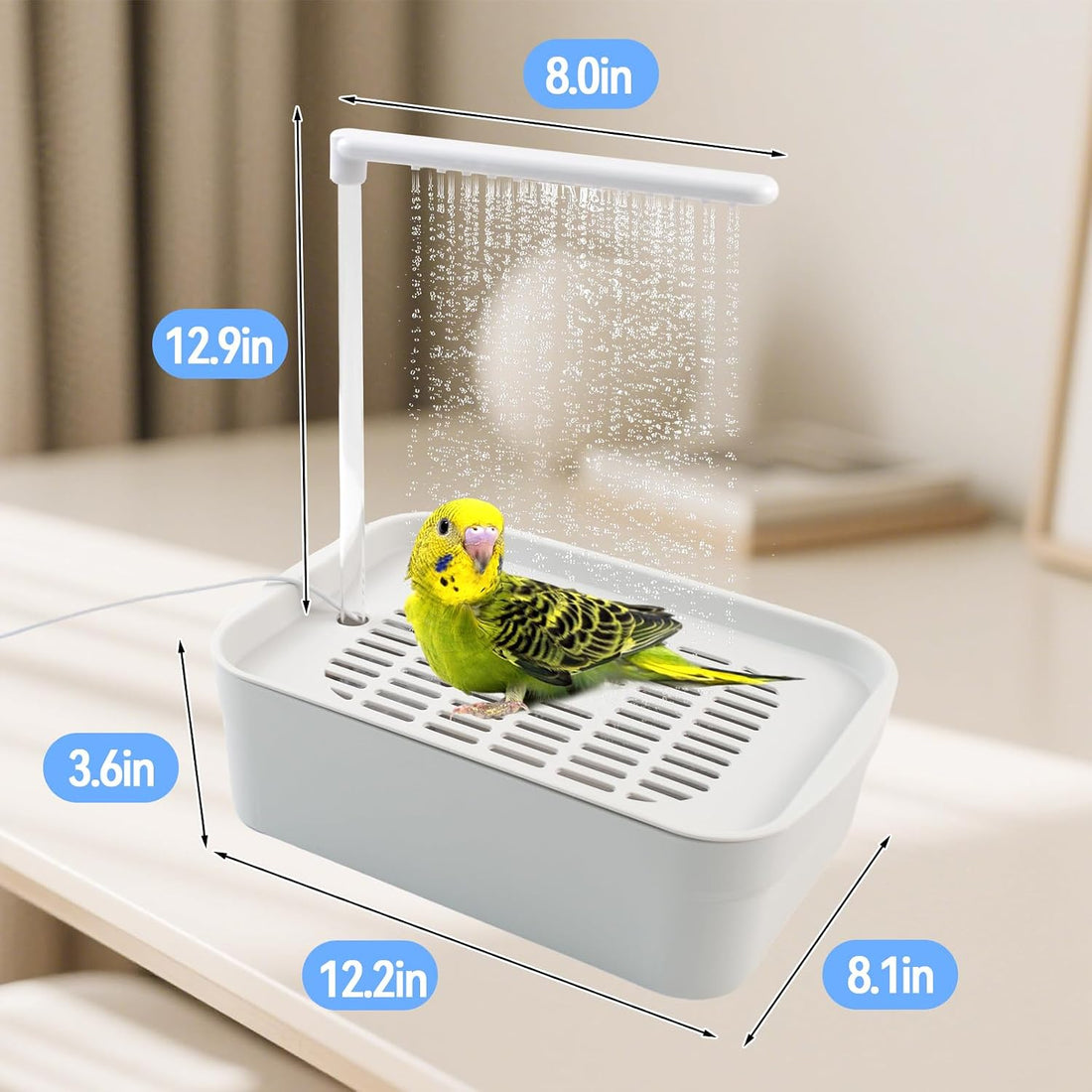 MUYG Automatic Bird Shower with Pump,Electric Bird Bath for Cage