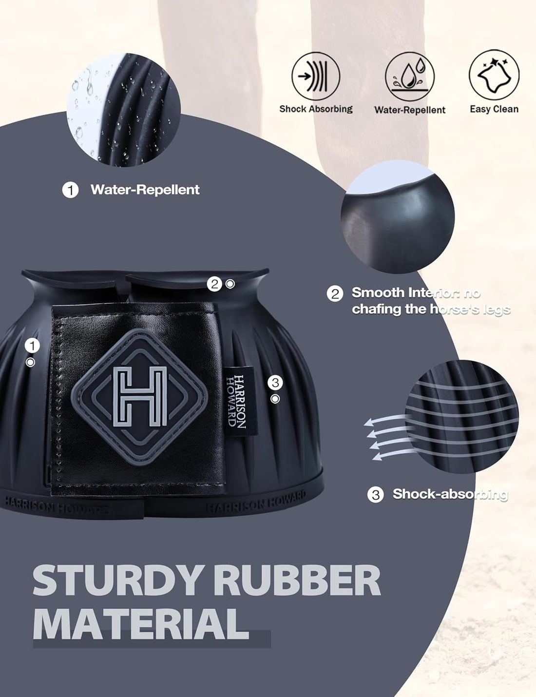 Harrison Howard Rubber Pull-on Bell Boots, Hoof Overreach Protection