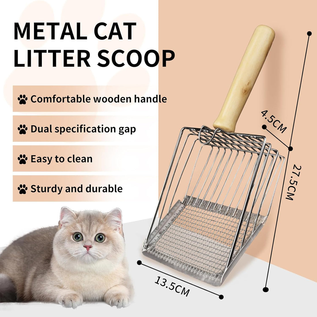 DUSTNIX Cat Litter Scoop, Premium Kitty Shovel with Hook and Hole
