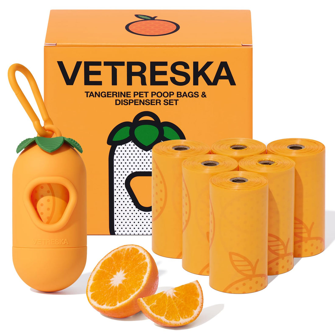 VETRESKA Dog Poop Bag Dispenser with Citrus Scented Waste Bags