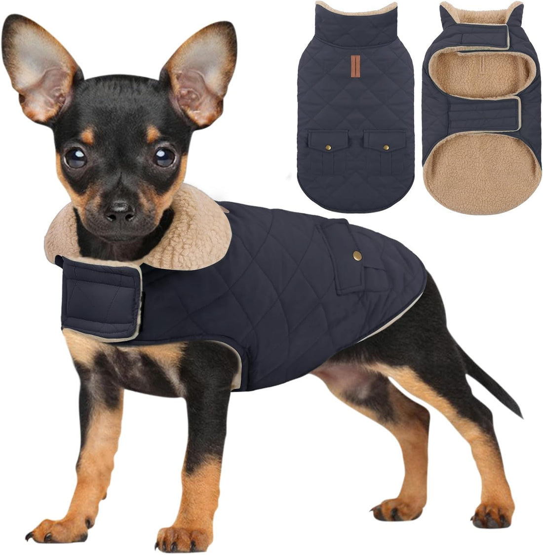 Extra-Small Dog Winter Coat, Puppy Plaid Warm Puffer Jacket