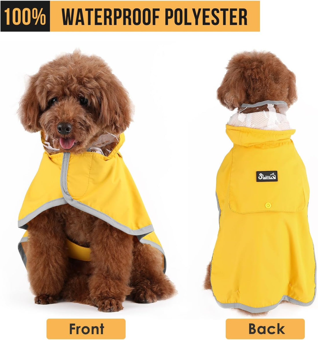 SlowTon Dog Raincoat, Waterproof Dog Rain Jacket with Clear Hooded