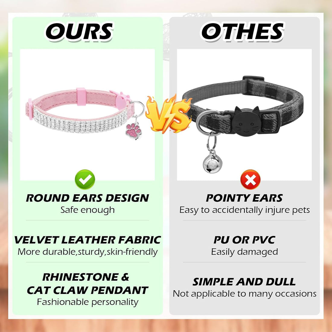 EXPAWLORER Soft Velvet Safe Cat Collars for Girl Cats -2 Pack