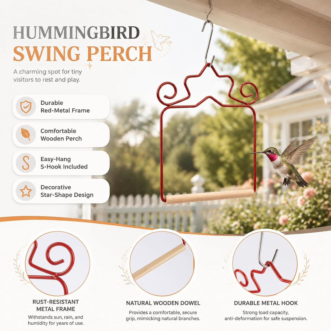 Metal Hummingbird Swing Set of 4