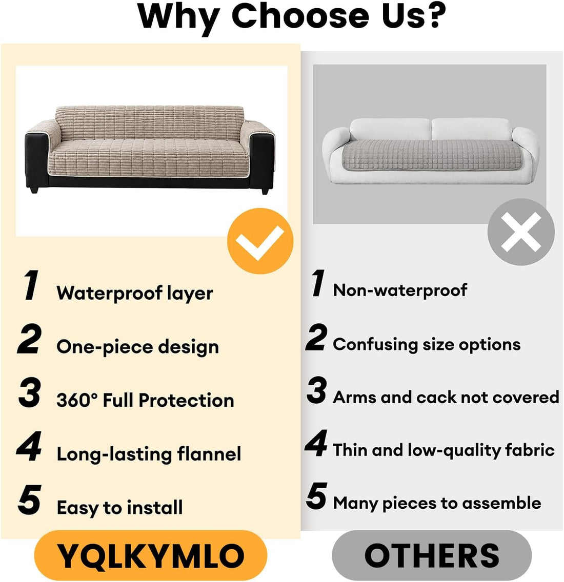 Pet Couch Cover for Sofa, Waterproof Sofa Covers Washable, 70.9"