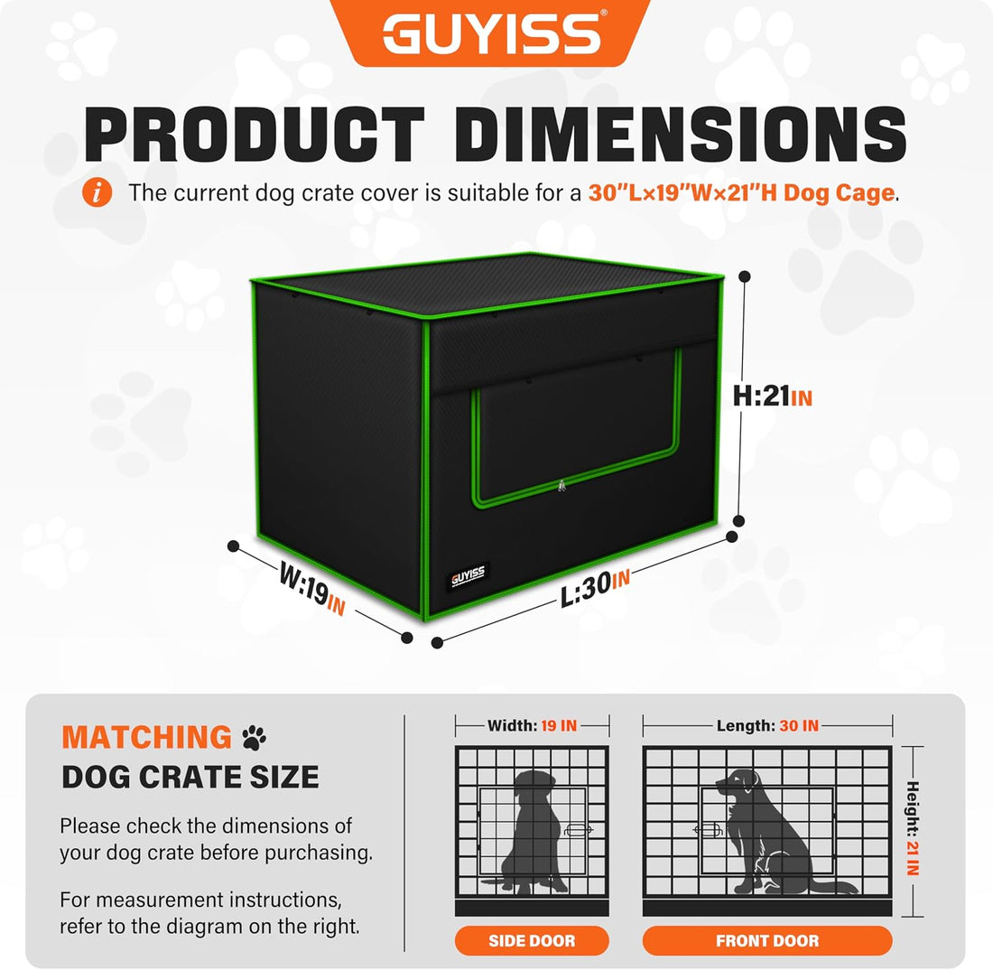 Ventilated Dog Crate Cover, Double Windows&Top Breathable Mesh.