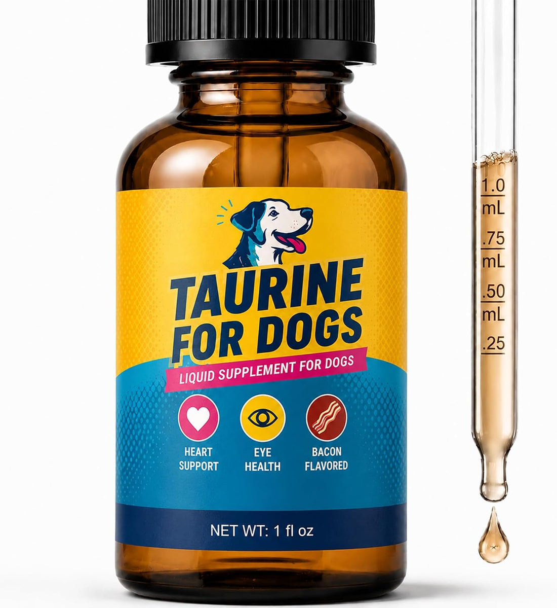 Taurine for Dogs Liquid Supplement, Bacon, 1 fl oz