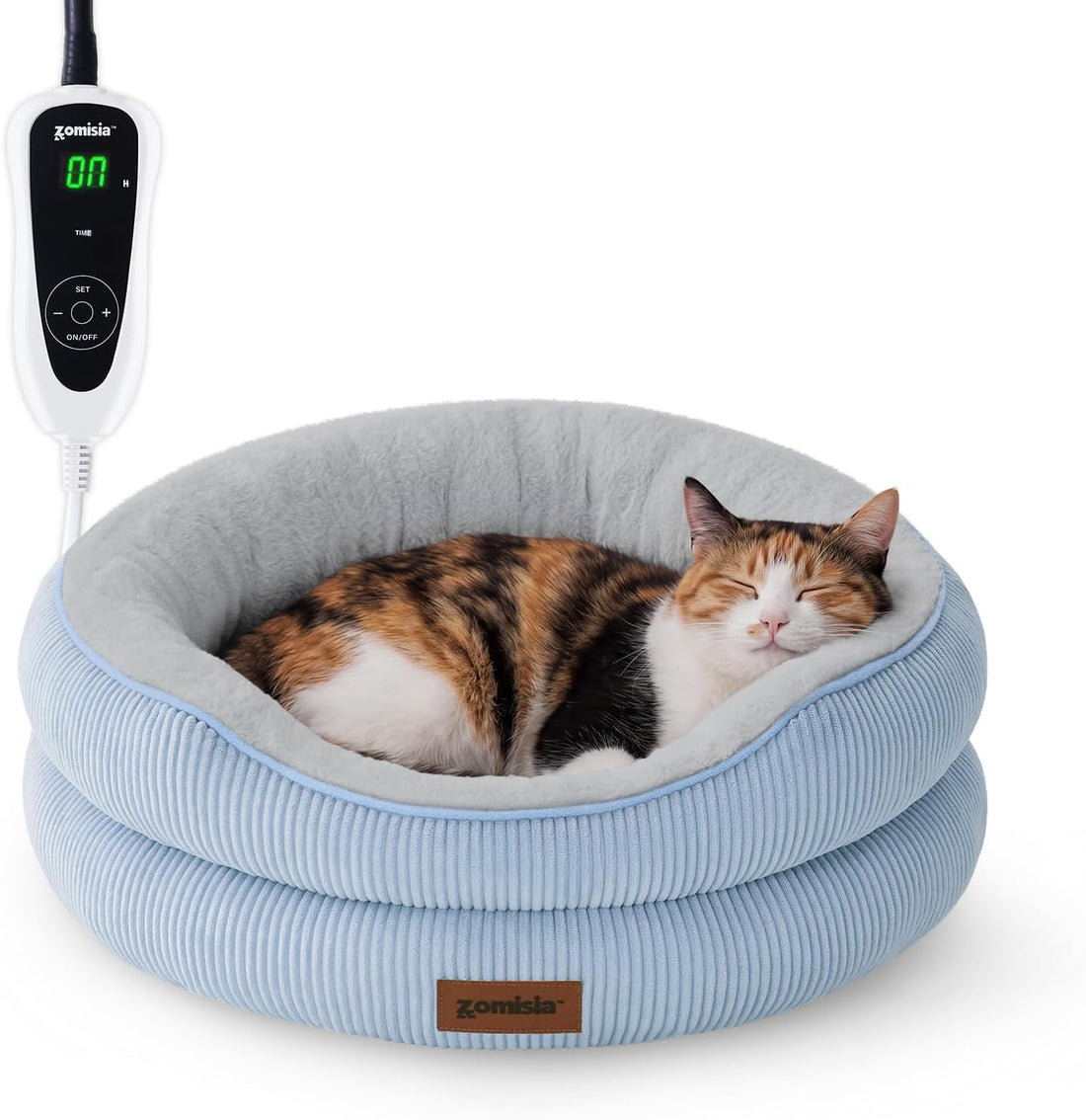 ZOMISlA Heated Cat Bed for Indoor Cats, 25 Timer & 11 Temp Adjustable