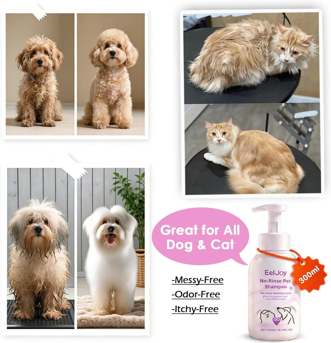 Non-Rinse Pet Shampoo – 10 Fl. oz Dog & Cat Dry Shampoo