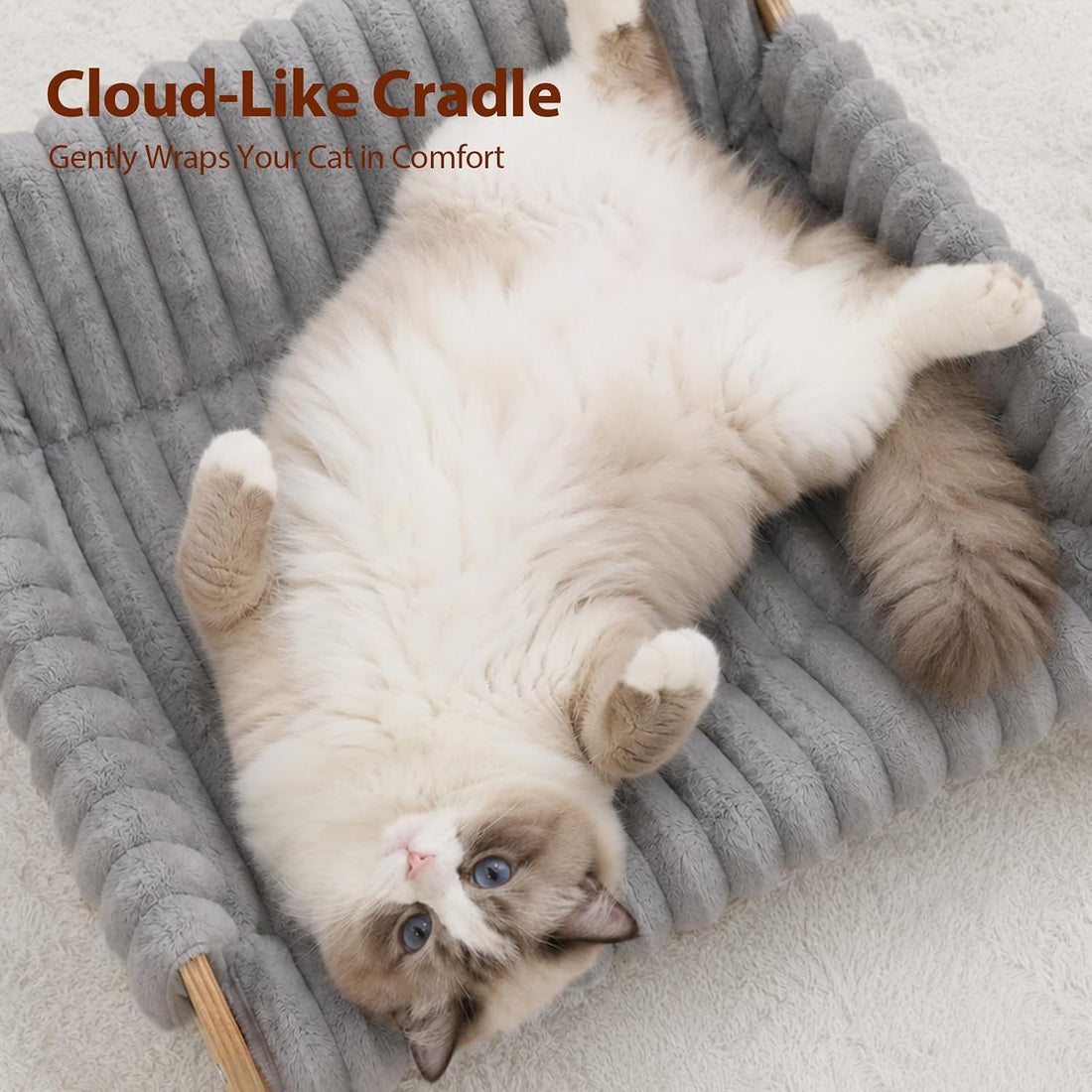 Jiupety Elevated Cat Couch for Indoor Cats Wooden Cat Sofa for Kitty
