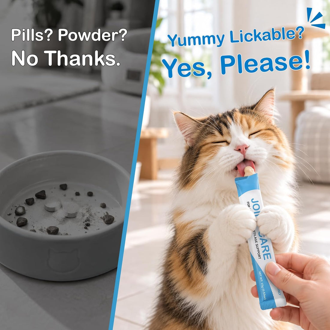 Lickable Cat Treats, Cat Joint Supplement with Glucosamine for Cats