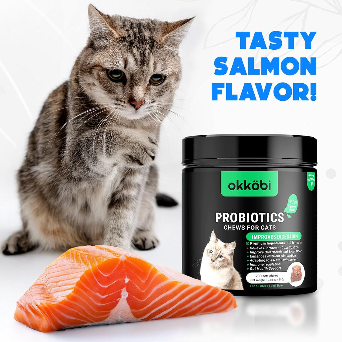 Probiotic Chews for Cats, 200 Count, Digestive, Gut Health Support
