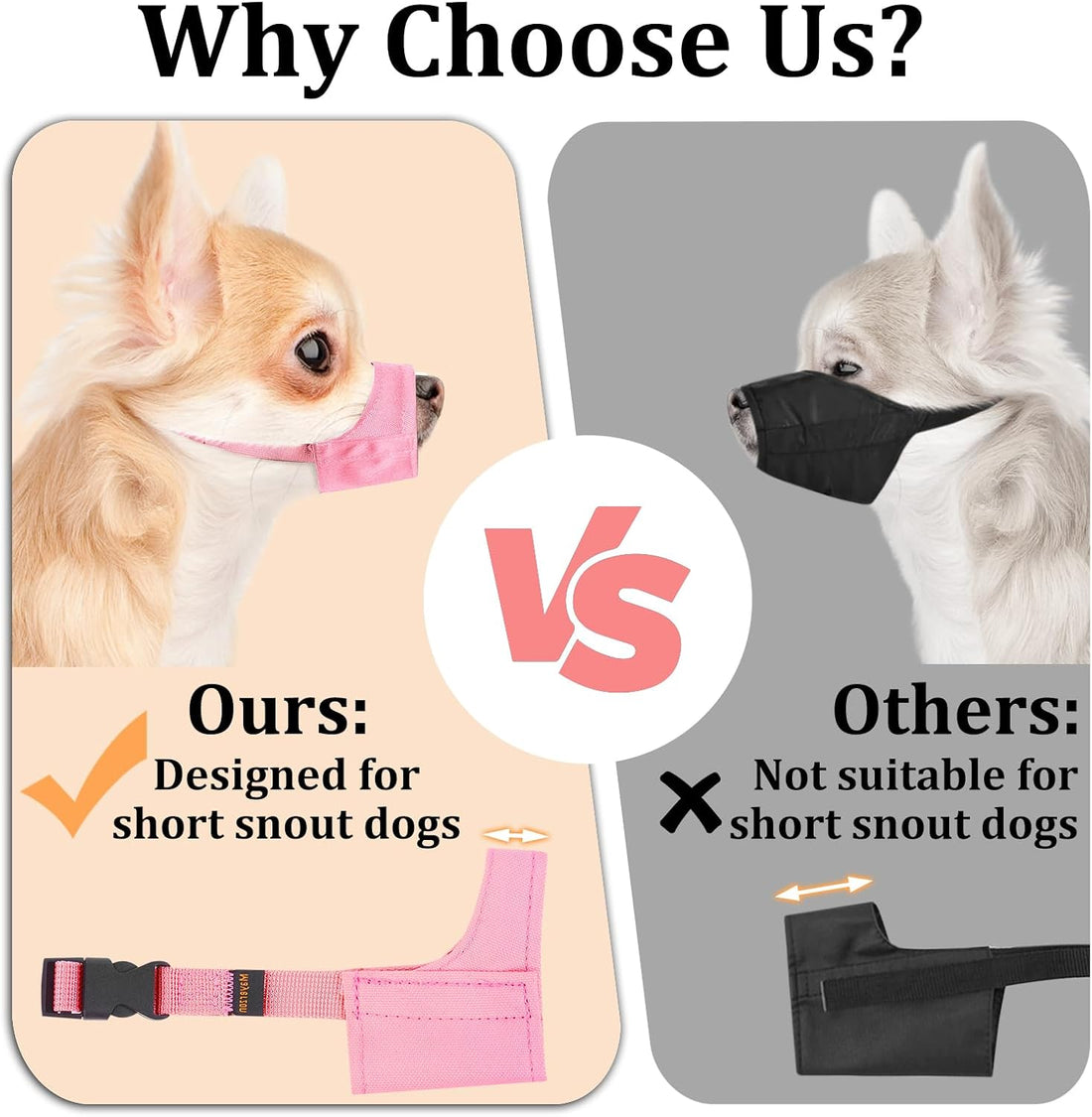 Mayerzon Fabric Dog Muzzle for Short Snout Small Dogs Chihuahuas