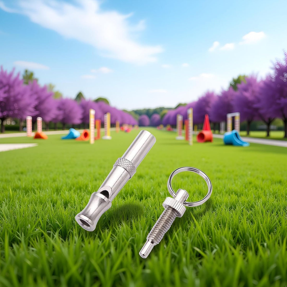 Silver Adjustable Ultrasonic Dog Whistle,Portable Whistle Pet Whistle