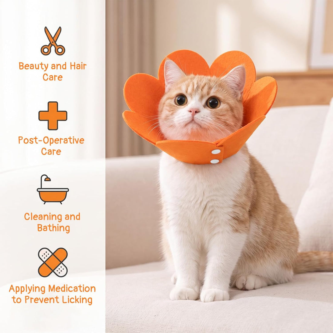 cobee 4 Pcs Felt Cat Recovery Collar, Cute Flower Felt Cat Cone Collar