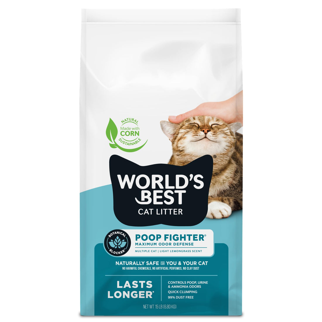 WORLD'S BEST CAT LITTER Poop Fighter Maximum Odor Defense, 15-Pounds