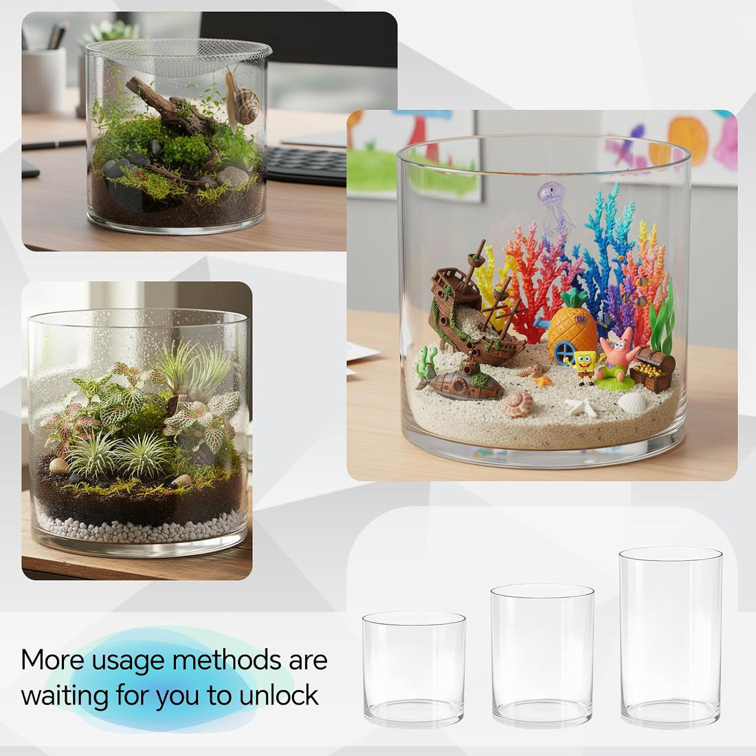 Maxdot 3.2 Gallon Cylindrical Glass Fish Tank, 360° Aquarium for Betta