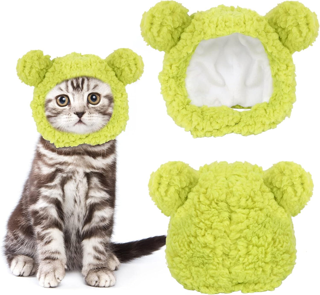 JOICEE Cute Cat Costume Warm Bear Hat Adjustable Small Pet Headwear