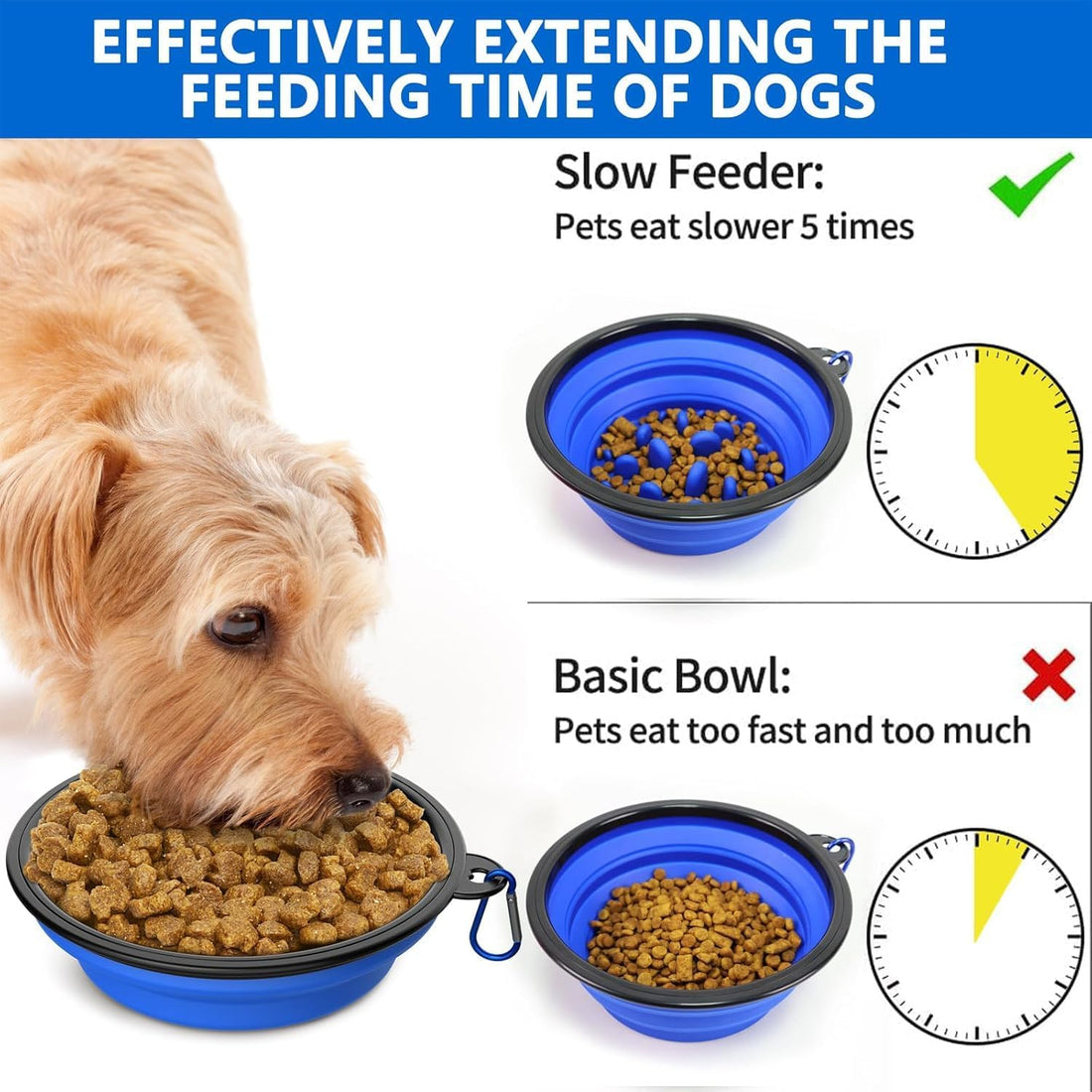 Dog Bowl Pet Collapsible Bowls Slow Feeder Dog Bowls