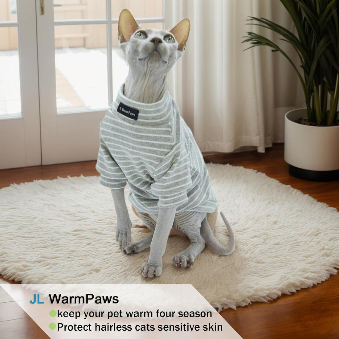 Sphynx Cat Sweater Soft Warm Long Sleeve Fleece for Cats&Small Dogs