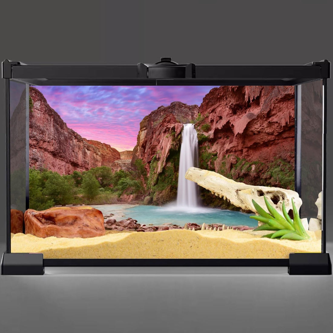 48x24 in Reptile Habitat Background Mountain Waterfall Terrarium