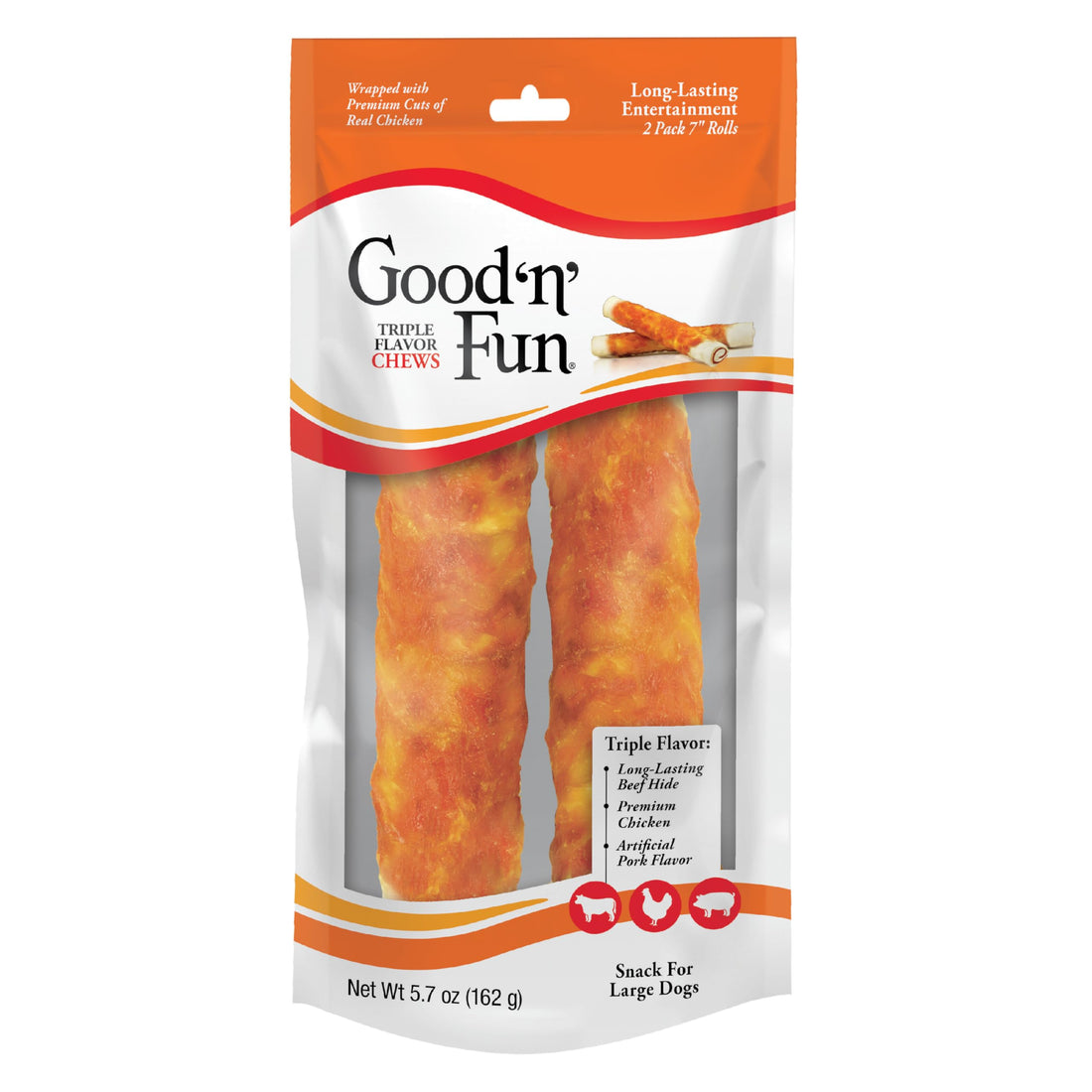 Good 'n' Fun Roll Long-Lasting Dog Treat for Large Dogs, 2 Count