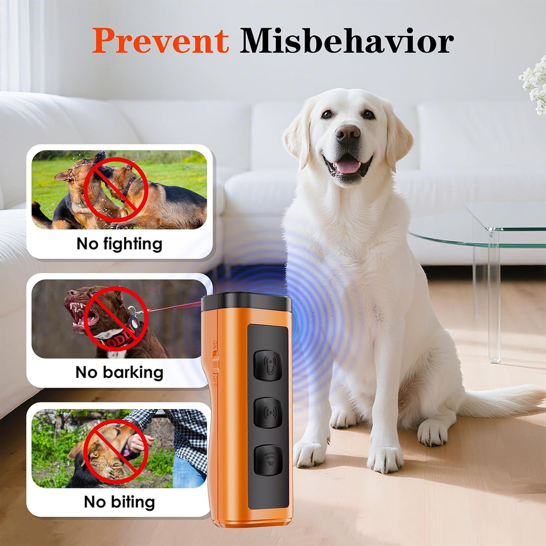 Dog Bark Deterrent Devices Rechargeable Anti-Barking Device for Dogs