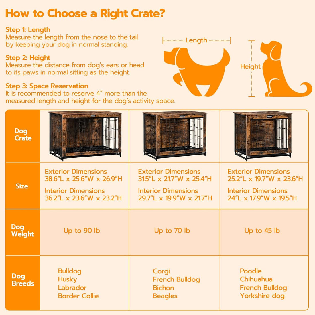 HOOBRO Dog Crate Furniture, 38.6" Large Dog Kennel Indoor