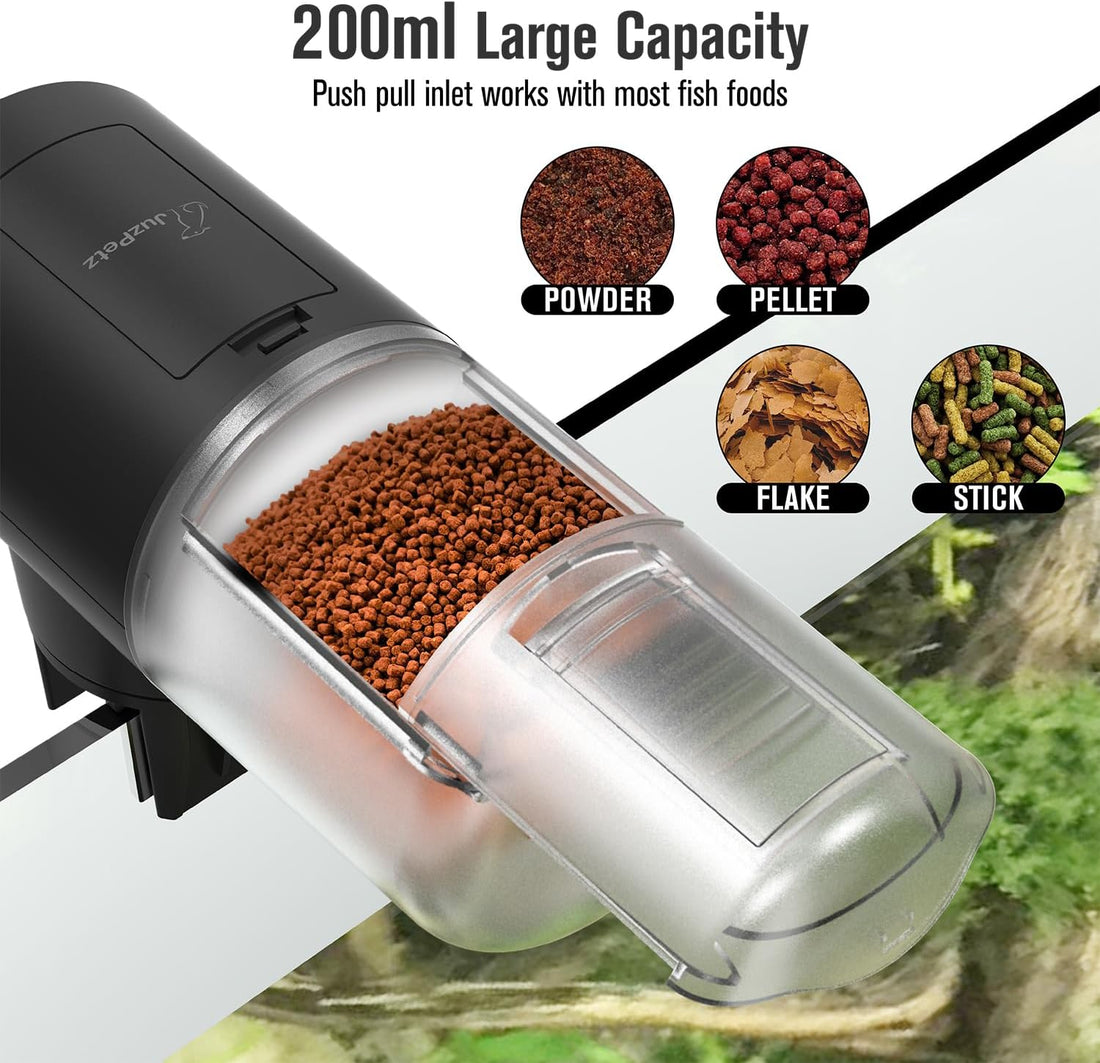 Automatic Fish Feeder Dispenser for Aquarium, 200ml Large Capacity