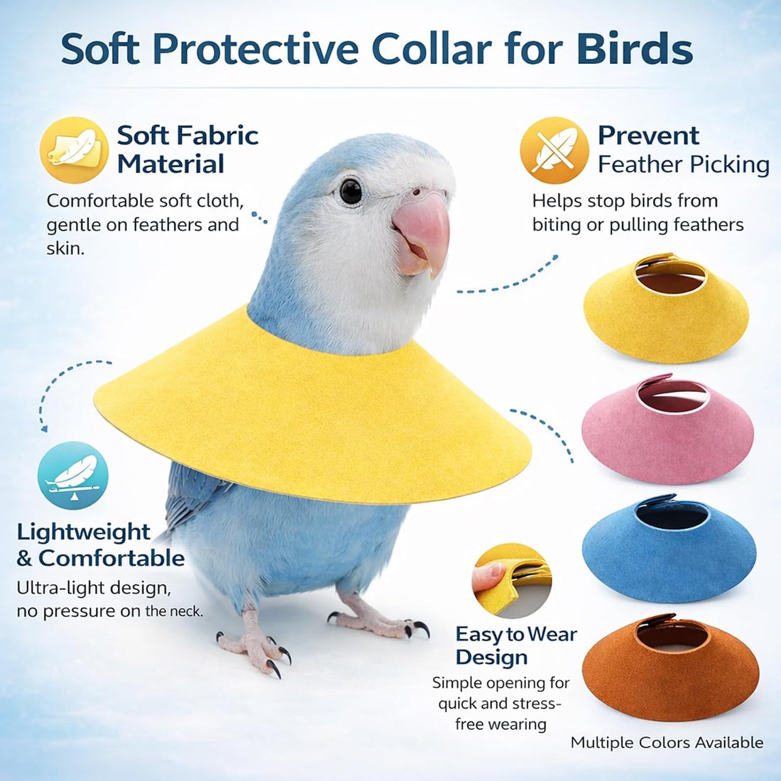 4Pcs Bird Cone Collar for Wound Biting Prevention & Anti Plucking