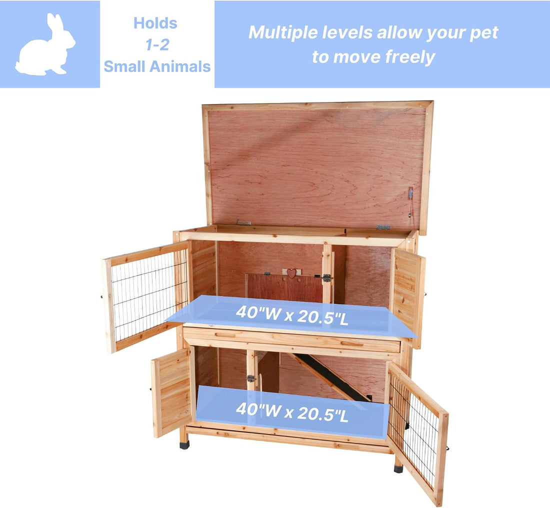 Trixie 2-Story Rabbit Hutch with Retreat Area, Non-Slip Ramp