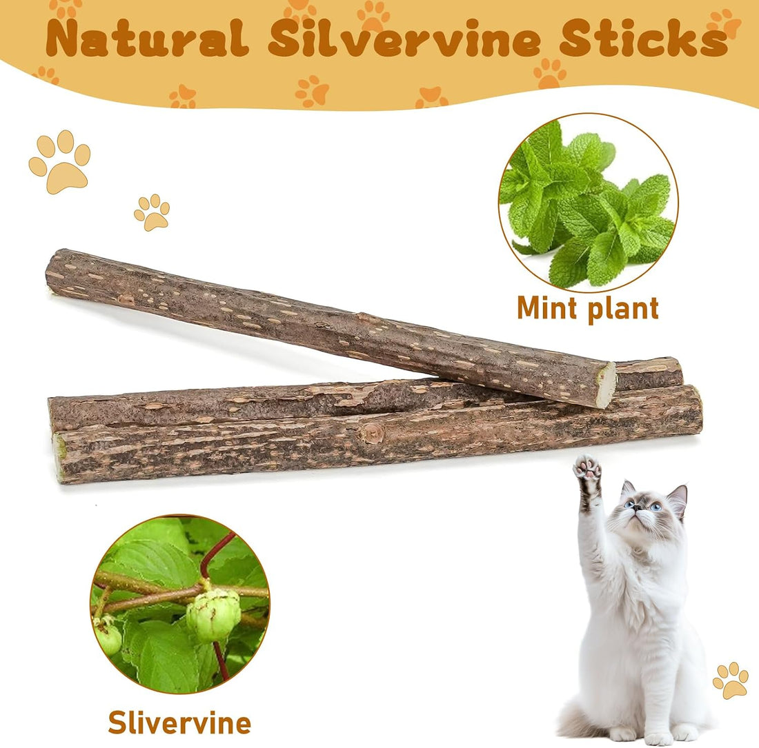 WoLover 12 PCS Silvervine Sticks for Cat, Natural Matatabi Chew Toys