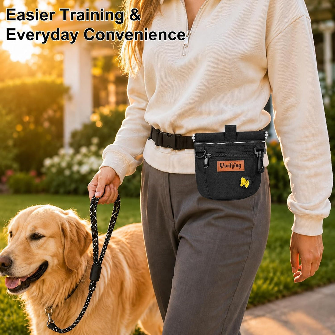 Vivifying Dog Treat Pouch with Fixed Clip Opening