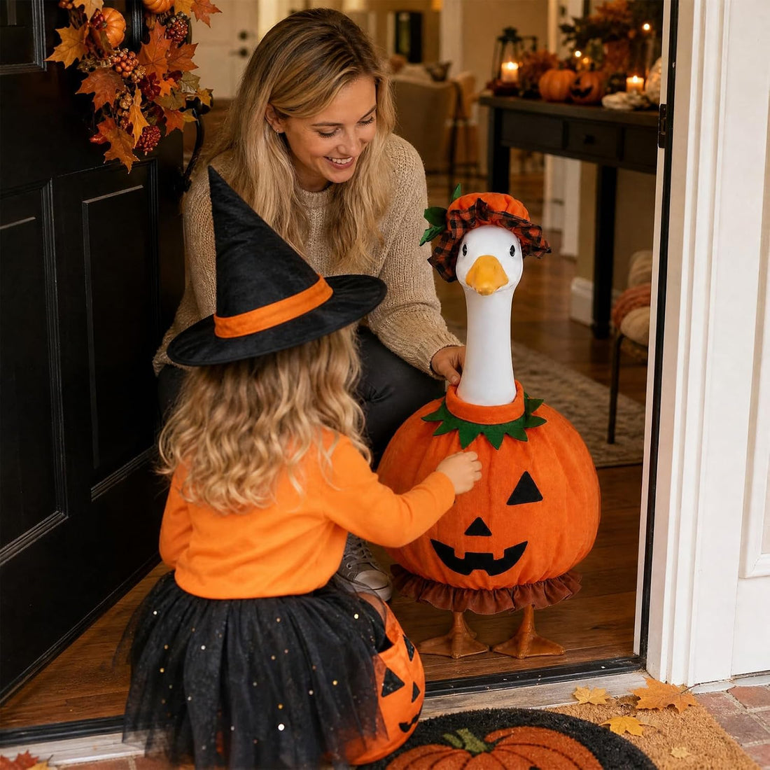 Halloween Witch Porch Goose Outfit With Hat Cape for 23'' Goose