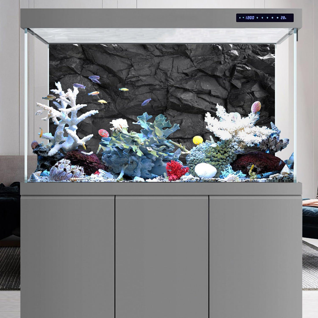 48x24 inches Stone Aquarium Background Black Rock Fish Tank Background