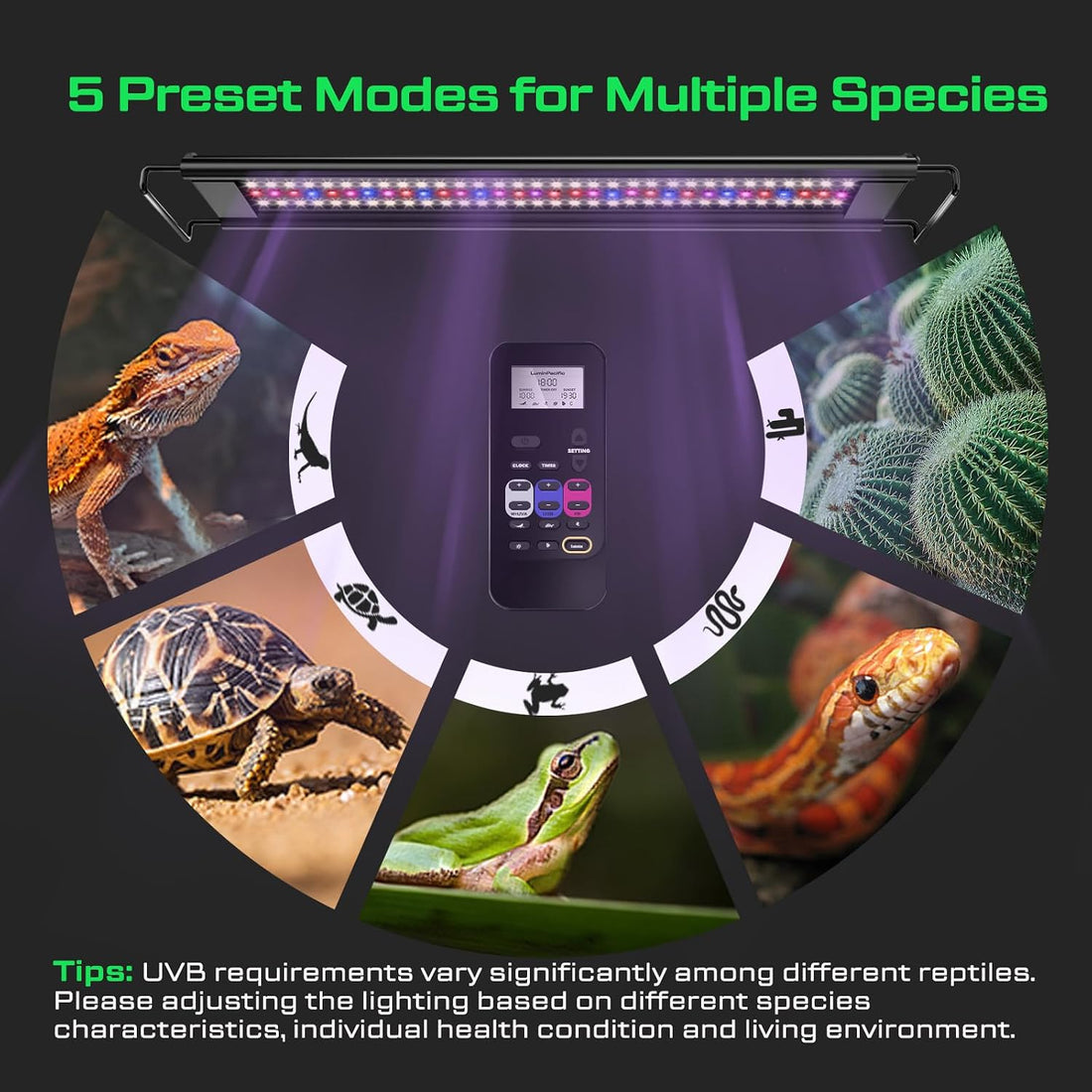 16-Inch UVB Reptile Light, UVA UVB Reptile Light Fixture