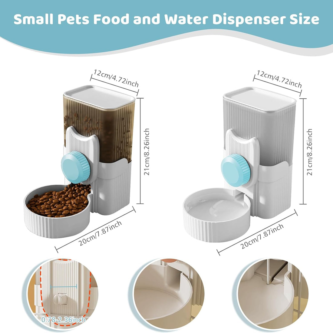 Hanging Cage Auto Pet Food Bowl Water Bottle Dispenser, 1L