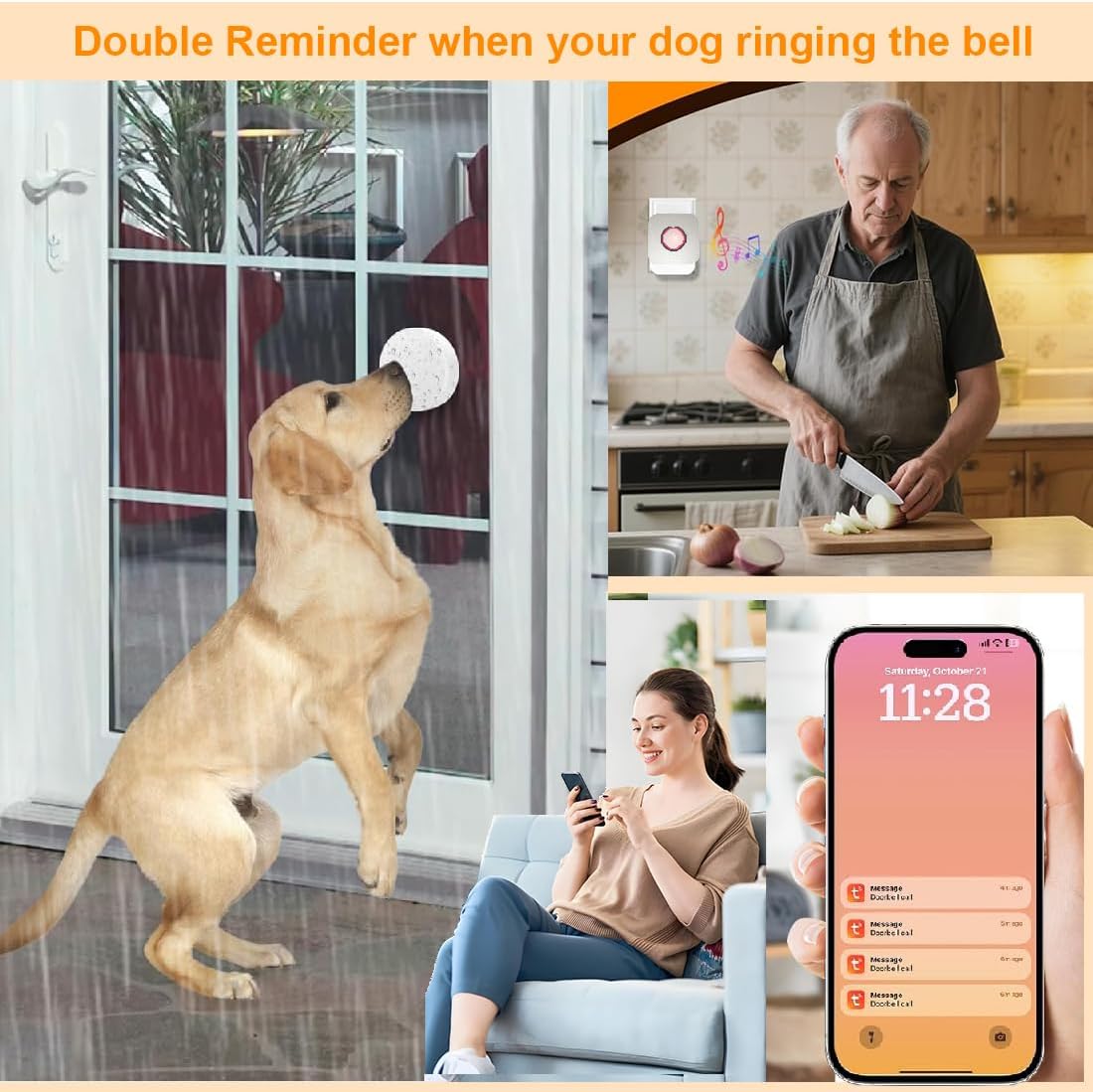 YisTech WiFi Dog Door Bell for Potty Training to Go Outside