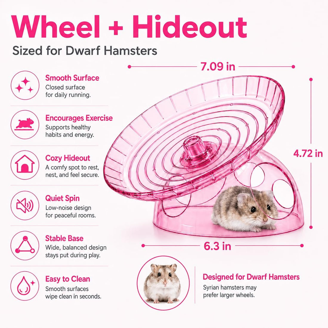 Silent Small Hamster Wheel with Hideout