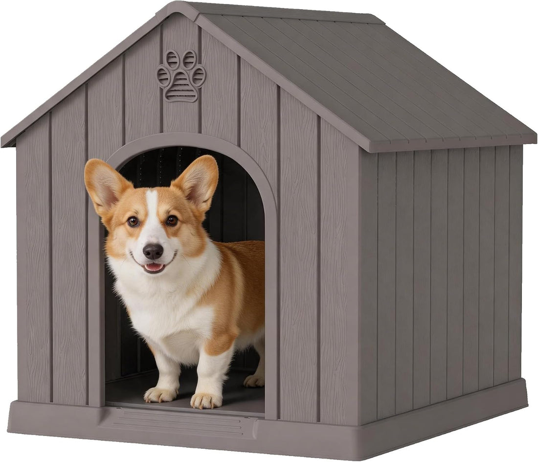 Dog House Outdoor, Plastic Small Dog House-Weatherproof Design