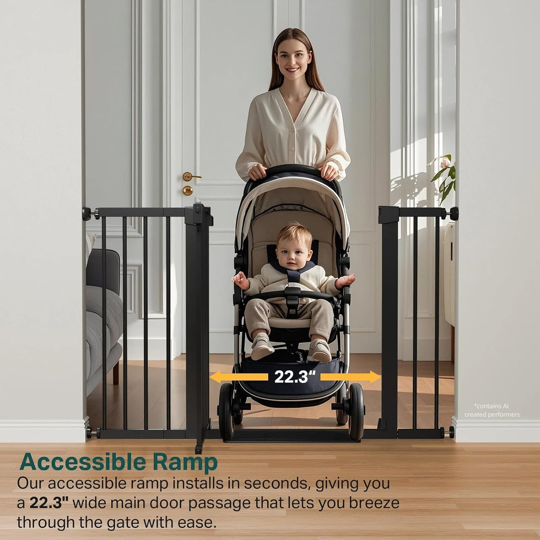 Cumbor 30-48 in Baby Gate for Stairs, Auto Close Dog Gate Indoor